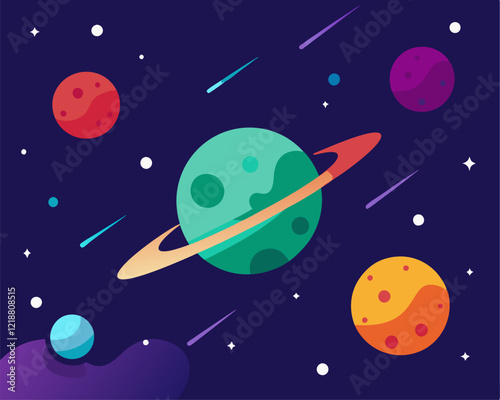 rocket in space vector Illustrator Artwork