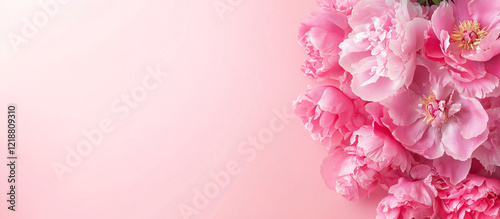 Wallpaper Mural Pink peony bud close up on pink background. Design banner  template for cards and greetings on spring day, international women's day, mother's day for backdrops and wallpapers with space for text Torontodigital.ca