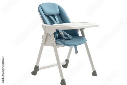 Stylish Baby High Chair with Wide Tray and Soft Padding: Isolated on Transparent Background