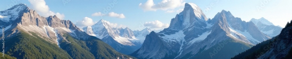 Granite cliffs dominate the mountain landscape, majestic, granite, mountain Granite cliffs dominate the mountain landscape, majestic, granite, mountain