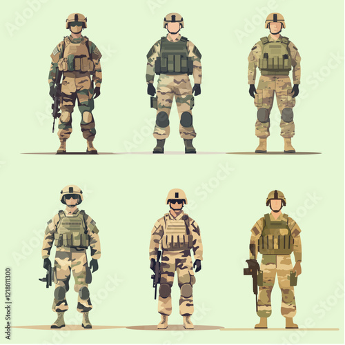 Military Soldier Uniforms: A Comparative Illustration