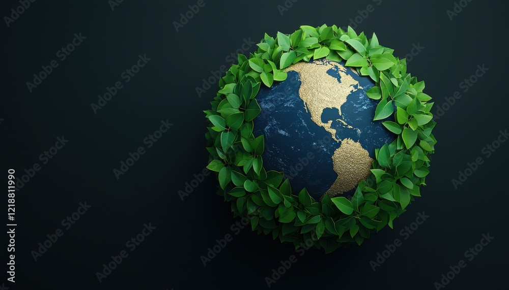 A globe surrounded by lush green leaves, symbolizing environmental protection and sustainability. A globe surrounded by lush green leaves, symbolizing environmental protection and sustainability.