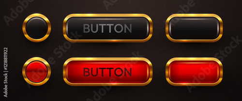 luxury Button set. Glossy gold buttons.