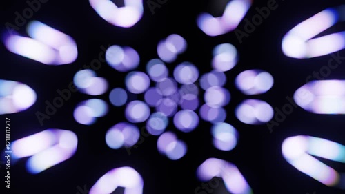 Animation of multi layered purple defocused circles bokeh. 4k loop