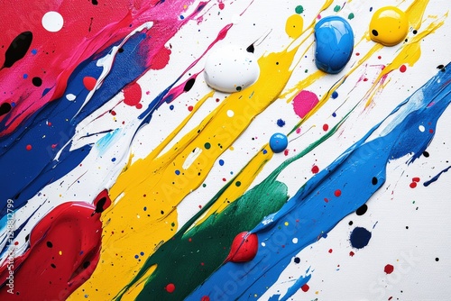 Dynamic abstract artwork of colorful paint splashes studio digital art creative environment close-up perspective expression of energy