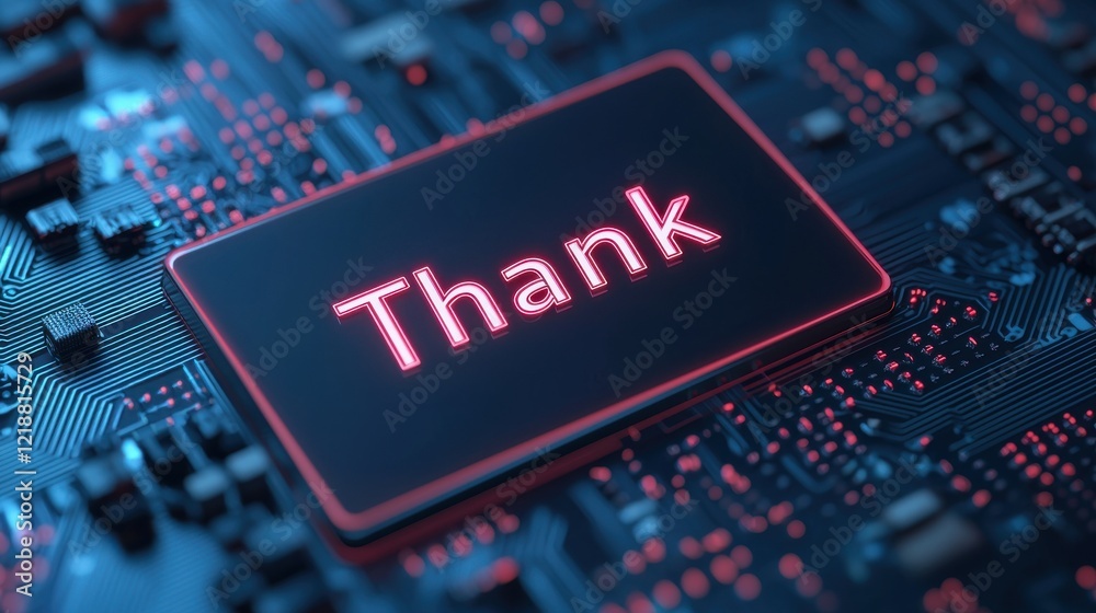 Obraz premium Creative thank-you cards with neon design digital art modern style