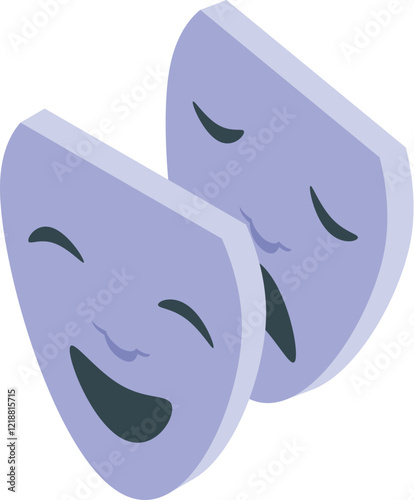 Two theatre masks, one expressing comedy and the other tragedy, symbolize the dramatic arts