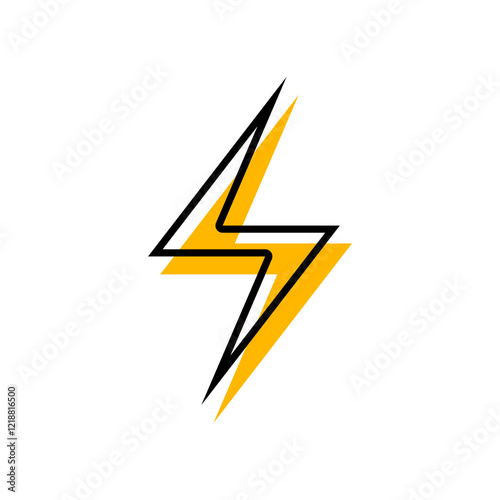 Thunder icon flash electric Charge, Filled Outline Bolt, simple Design, vector illustration