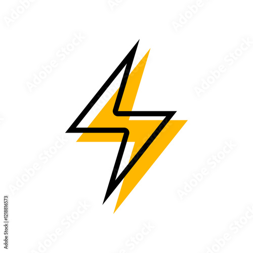 Thunder icon flash electric Charge, Filled Outline Bolt, simple Design, vector illustration