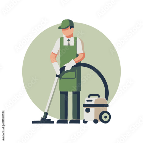 Cleaning Professional with Vacuum Cleaner