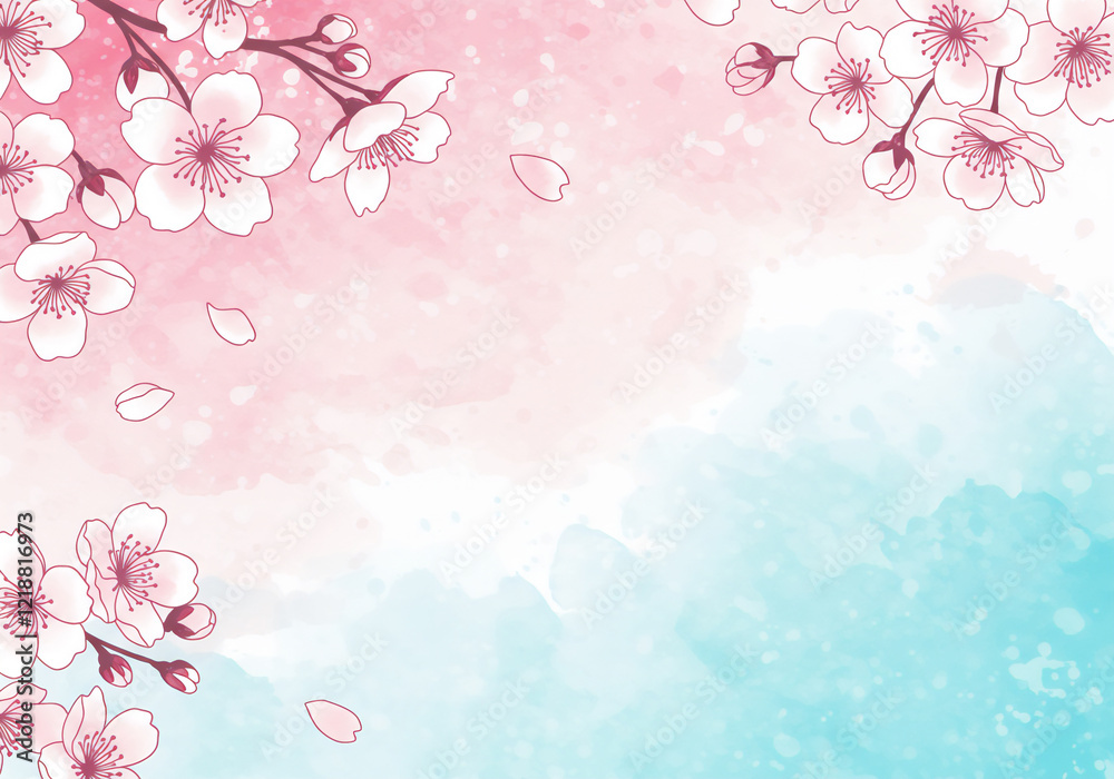 水彩風桜イラスト、春のイメージ 水彩風桜イラスト、春のイメージ