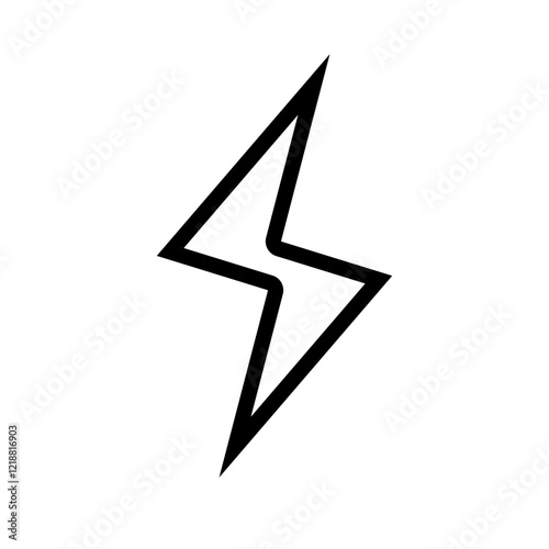 Thunder icon stroke outline flash electric Charge, Bolt, simple Design, vector illustration