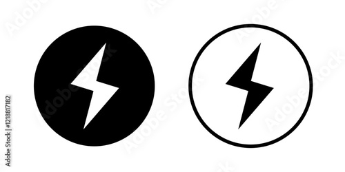 Thunder icon Circle flash electric Charge, Bolt, simple Design, vector illustration