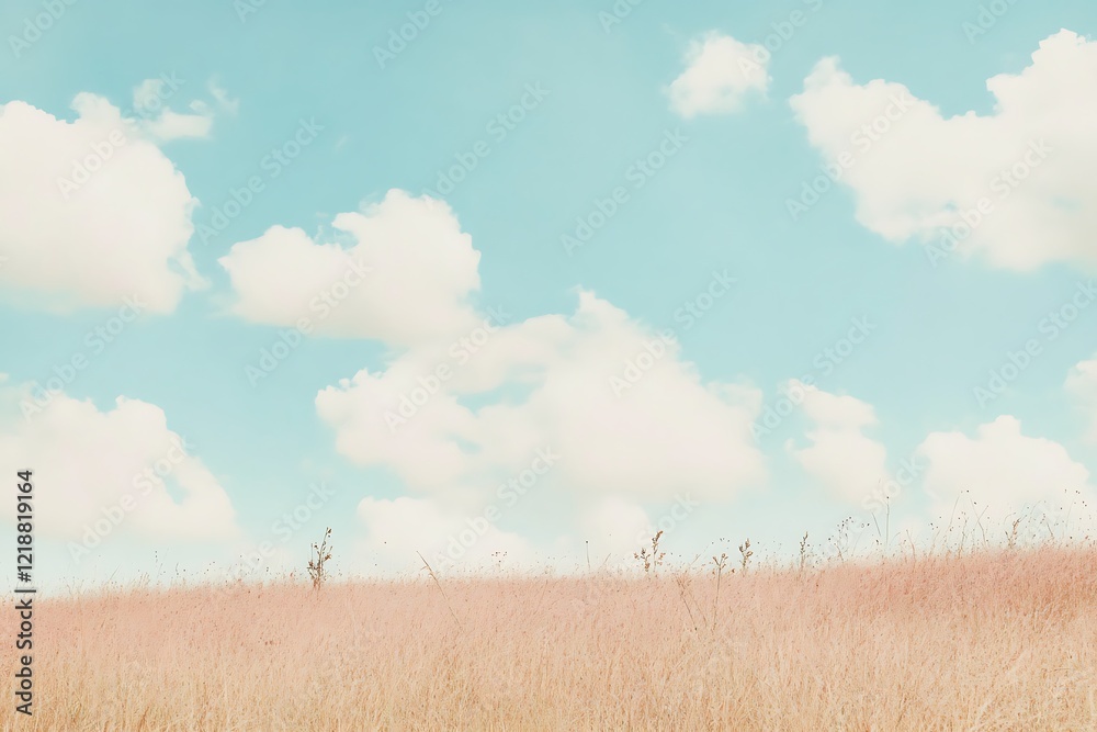 Fototapeta premium Pastel Sky Over Peach-Toned Grassland