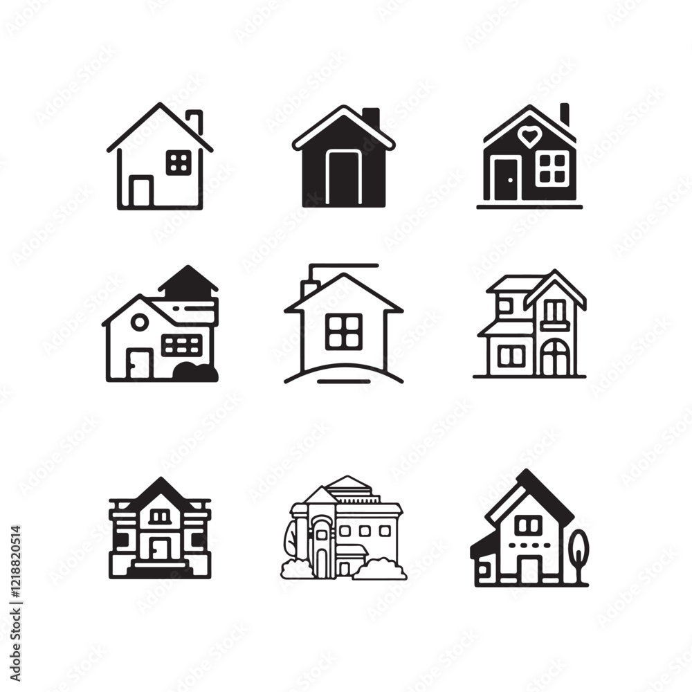 House Icons Set Vector Design