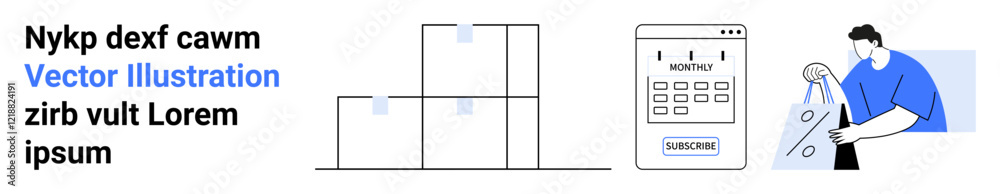 Stacks of boxes, digital calendar app displaying a schedule, worker inspecting inventory items. Ideal for logistics planning, warehouse management, inventory control, e-commerce operations, supply Stacks of boxes, digital calendar app displaying a schedule, worker inspecting inventory items. Ideal for logistics planning, warehouse management, inventory control, e-commerce operations, supply