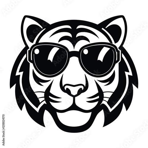 head of a tiger with  sunglasses vector art