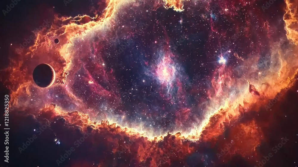 Obraz premium Stunning Cosmic Nebula with Stars and Celestial Bodies in Space