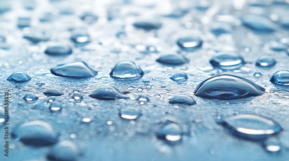 Water droplets on a textured surface reflecting light Water droplets on a textured surface reflecting light
