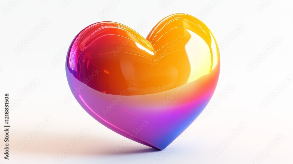 3D colorful heart icon on a white background.