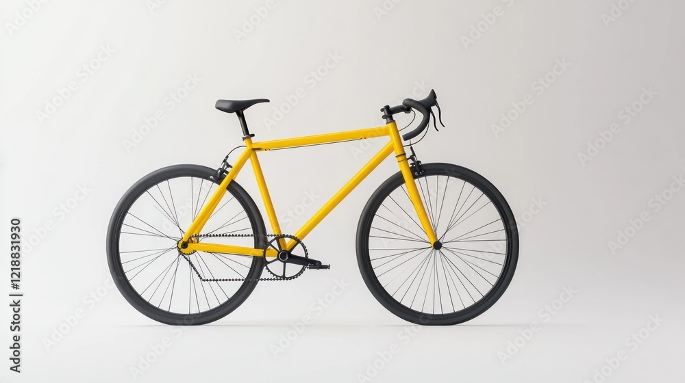 Fototapeta premium Yellow bicycle, studio shot, white background, leisure activity