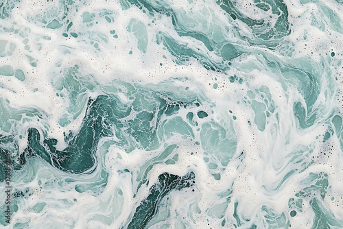 Abstract Teal and White Ocean Foam Texture