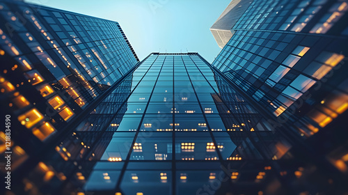 Wallpaper Mural Tall glass buildings, skyscrapers towers. Design template for advertising city life, business center, lifestyle in a big seething city. Torontodigital.ca