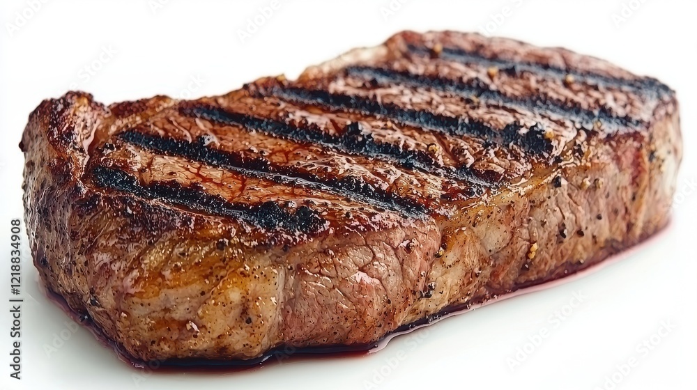 Grilled Steak on White Background with Juicy and Tender Texture Grilled Steak on White Background with Juicy and Tender Texture