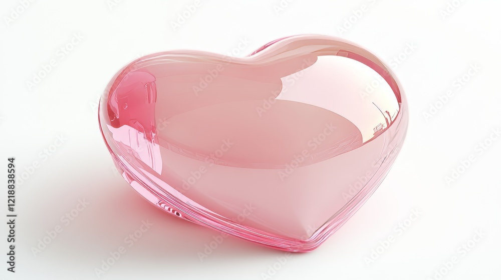 3D pink heart icon on a white background. 3D pink heart icon on a white background.