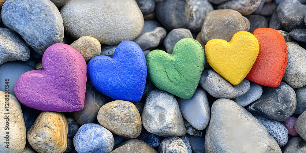 Colorful Hearts on Textured Stones Colorful Hearts on Textured Stones