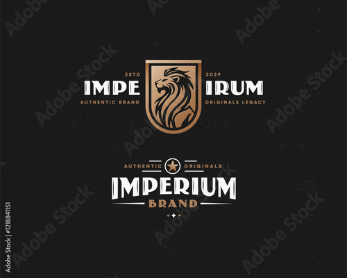 Royal kingdom imperium gold griffin logo template for business company