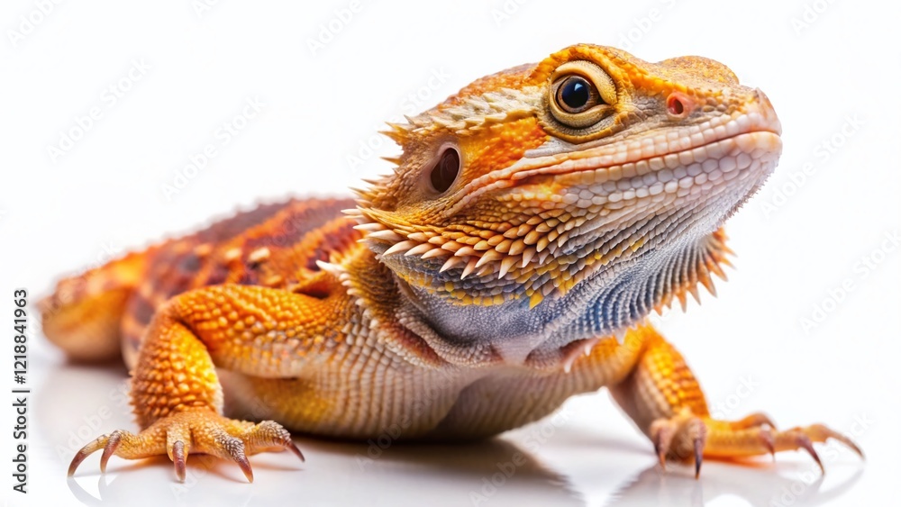 Fototapeta premium Bearded Dragon, Isolated, Food Photography, Narrow Focus, White Background