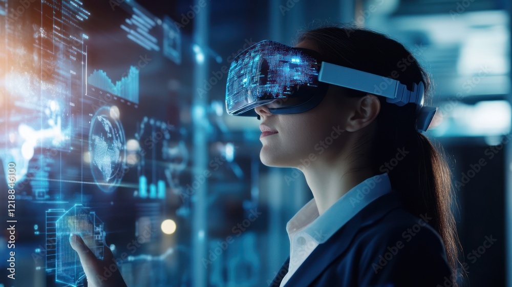 Woman Experiencing Virtual Reality Woman Experiencing Virtual Reality