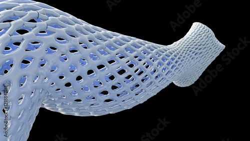 A 3d rendering of futuristic concept for orthopedic casts, open-weave structure, a potential for greater comfort and a more natural range of motion compared to rigid casts. photo