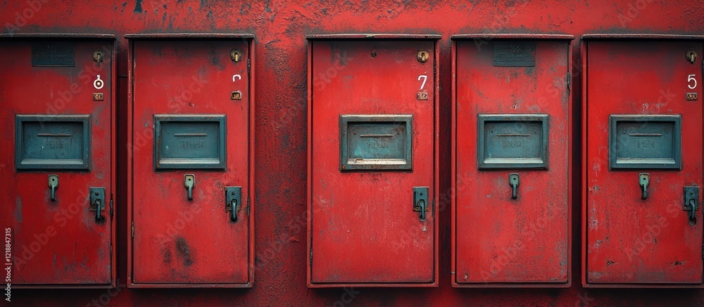 Red utility boxes, wall, urban, grunge, industry Red utility boxes, wall, urban, grunge, industry