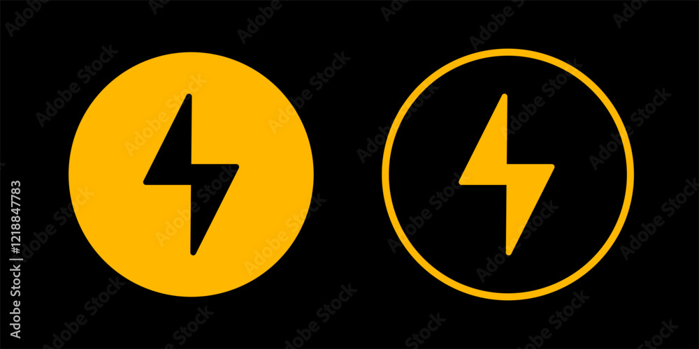 Set Thunder icon Circle flash electric Charge, Bolt, simple Design, Isolate background Set Thunder icon Circle flash electric Charge, Bolt, simple Design, Isolate background