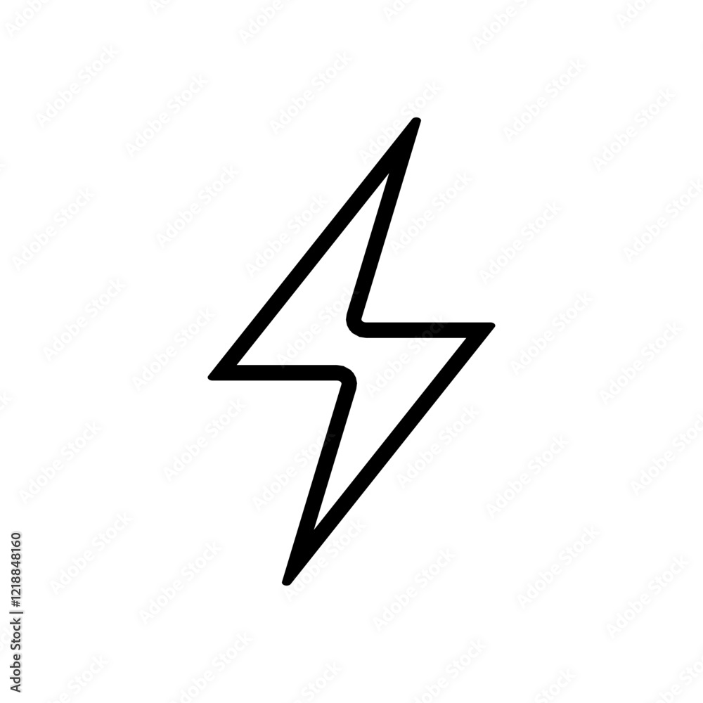 Thunder icon Stroke Outline flash electric Charge, Bolt, simple Design, Isolate background Thunder icon Stroke Outline flash electric Charge, Bolt, simple Design, Isolate background