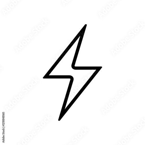Thunder icon Stroke Outline flash electric Charge, Bolt, simple Design, Isolate background