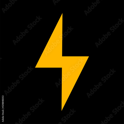 Thunder icon flat flash electric Charge, Bolt, simple Design, Isolate background