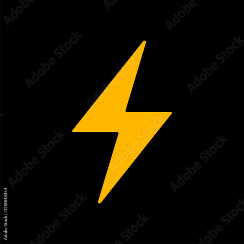 Thunder icon flat flash electric Charge, Bolt, simple Design, Isolate background