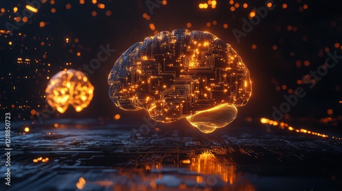 Artificial Intelligence Brain with Glowing Circuits