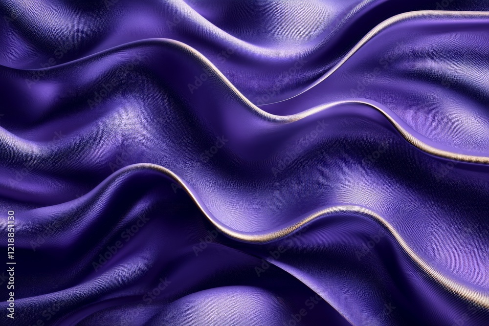 Fototapeta premium Rich purple silk fabric draping elegantly with gentle waves creating a luxurious texture in soft lighting