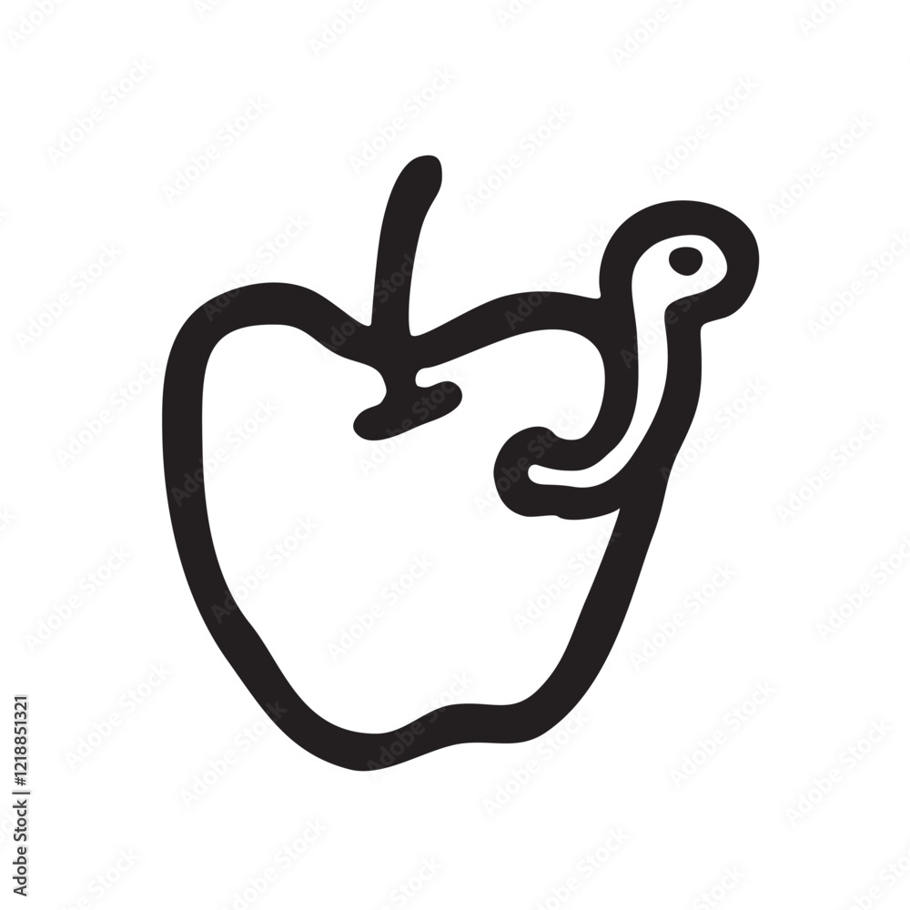 Apple doodle icon hand drawn with black line in freehand style. Vector illustration isolated on white background Apple doodle icon hand drawn with black line in freehand style. Vector illustration isolated on white background