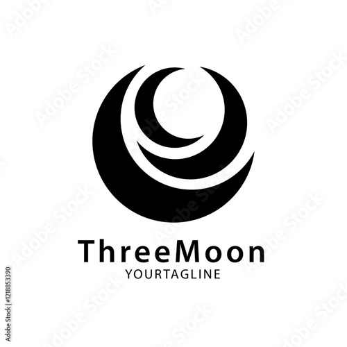 Three crescent moon logo with a simple and unique style, suitable for your e-sports logo, clothes, brand