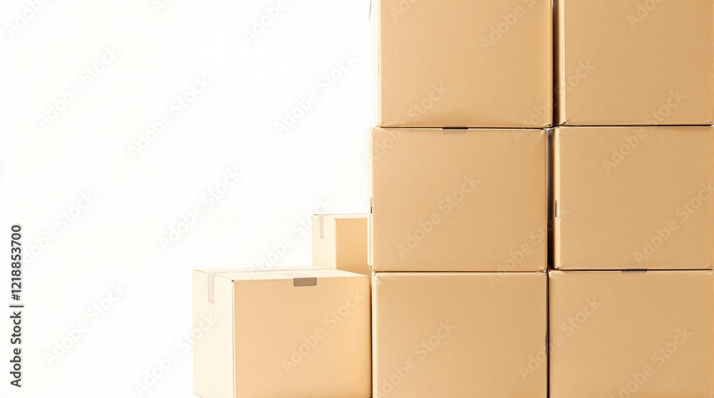 Stacked cardboard boxes close-up view
Stacked cardboard boxes close-up view