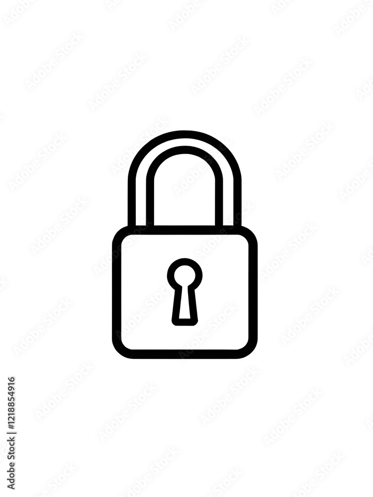 Lock illustration icon, black silhouette vector Lock illustration icon, black silhouette vector