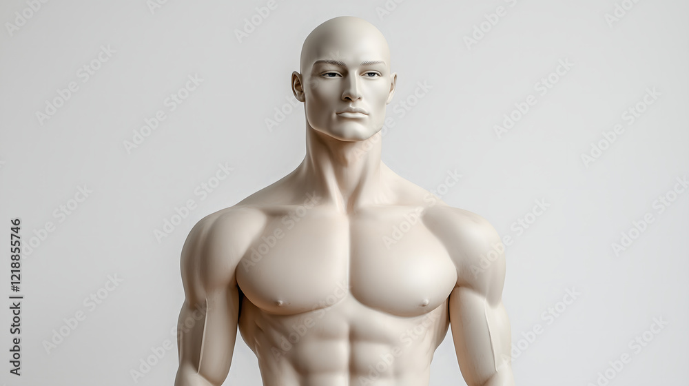 Minimalist Matte White Mannequin in Neutral Pose on Plain White Background Minimalist Matte White Mannequin in Neutral Pose on Plain White Background