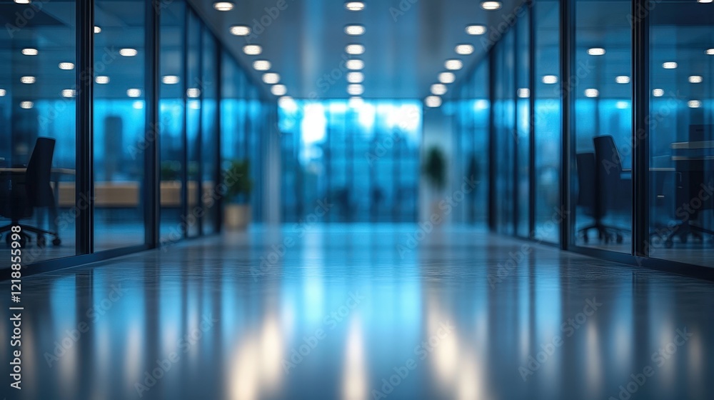 Fototapeta premium Modern Office Corridor with Blurred Background and Empty Space Enhancing Contemporary Interior Environment with Natural Light and Minimalistic Design
