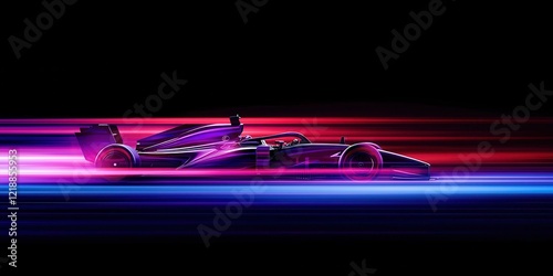 Purple race car is shown in motion