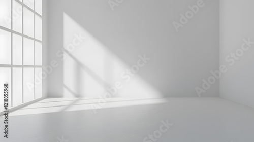 Blank white gradient background, empty studio space with room floor, generative ai